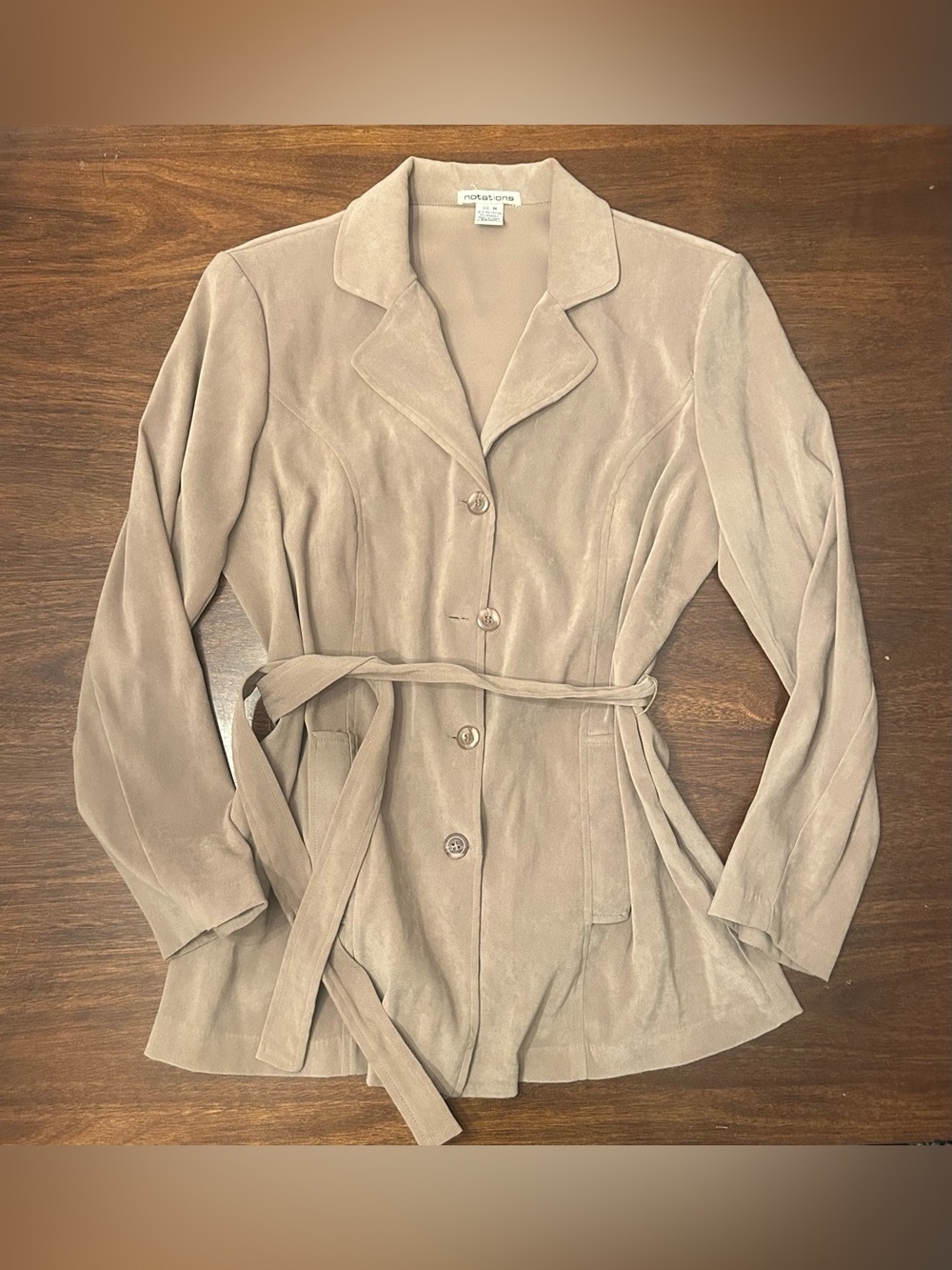 Notations Taupe Suede Belted Blazer